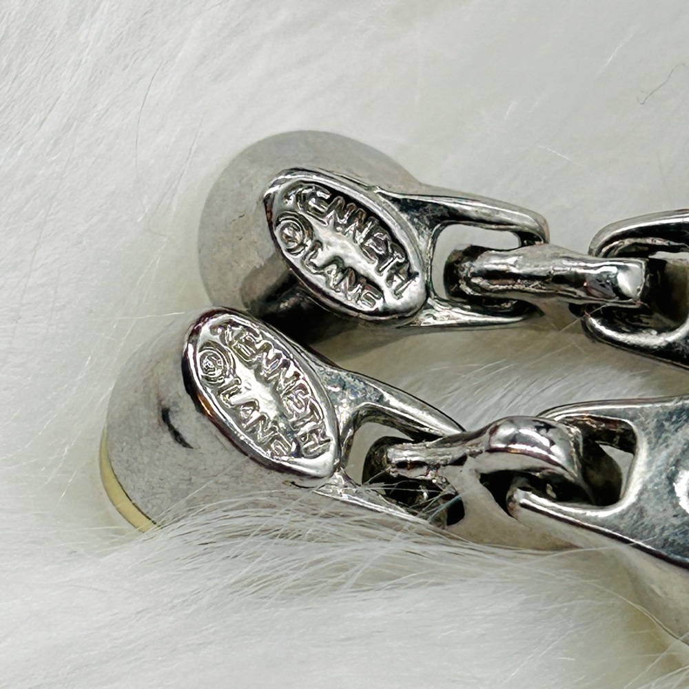 Gorgeous KJL Kenneth Jay Lane Long Silver Tone Pearl Cubic Zirconia CZ Earrings - Picture 12 of 14